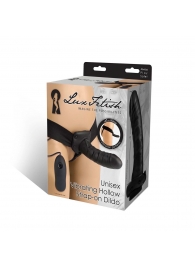 Чёрный полый страпон с вибрацией Unisex Vibrating Hollow Strap-On - 14 см. - Lux Fetish - купить с доставкой в Энгельсе