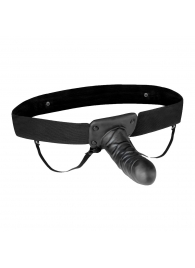 Чёрный полый страпон с вибрацией Unisex Vibrating Hollow Strap-On - 14 см. - Lux Fetish - купить с доставкой в Энгельсе