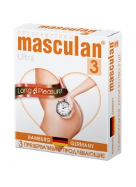 Розовые презервативы Masculan Ultra Long Pleasure с колечками, пупырышками и продлевающим эффектом - 3 шт. - Masculan - купить с доставкой в Энгельсе