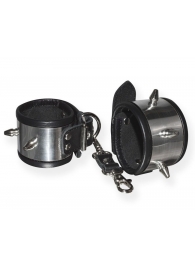 Серебристо-черные наручники с шипами и металлическим блеском - Sitabella - купить с доставкой в Энгельсе