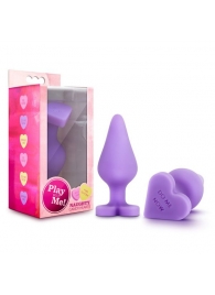 Фиолетовая анальная пробка Naughty Candy Heart Do Me Now - 8,9 см. - Blush Novelties - купить с доставкой в Энгельсе