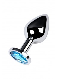 Серебристая конусовидная анальная пробка с голубым кристаллом - 8 см. - ToyFa - купить с доставкой в Энгельсе