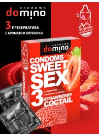 Презервативы для орального секса DOMINO Sweet Sex с ароматом клубничного коктейля  - 3 шт. - Domino - купить с доставкой в Энгельсе