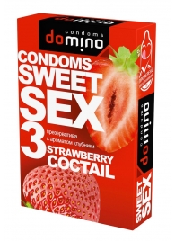 Презервативы для орального секса DOMINO Sweet Sex с ароматом клубничного коктейля  - 3 шт. - Domino - купить с доставкой в Энгельсе