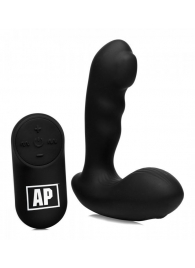 Черный стимулятор простаты Alpha-Pro 7X P-Milker Silicone Prostate Stimulator with Milking Bead - XR Brands - в Энгельсе купить с доставкой