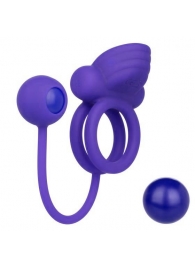 Фиолетовое эрекционное кольцо с утяжелителем Silicone Rechargeable Dual Rockin Rim Enhancer - California Exotic Novelties - в Энгельсе купить с доставкой