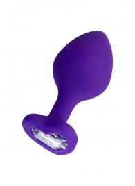 Фиолетовая анальная втулка Diamond Heart с прозрачным кристаллом - 8 см. - ToyFa - купить с доставкой в Энгельсе