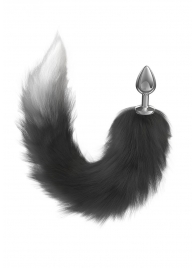 Серебристая анальная пробка с черным хвостом Galaxy - Lola Games - купить с доставкой в Энгельсе