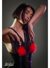 Зажимы на соски с красным пухом Euphoric - Lola Games - купить с доставкой в Энгельсе