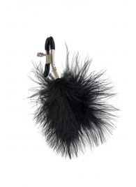 Зажимы на соски с черным пухом Euphoric - Lola Games - купить с доставкой в Энгельсе