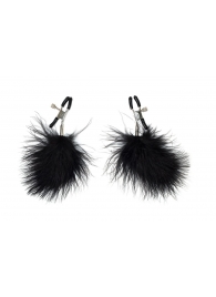 Зажимы на соски с черным пухом Euphoric - Lola Games - купить с доставкой в Энгельсе