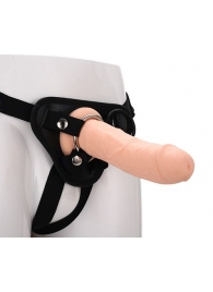 Черные трусики с телесной насадкой STRAP ON REAL DILDO - 21 см. - Dream Toys - купить с доставкой в Энгельсе