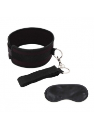 Черный ошейник с длинным поводком Collar and Leash Set - Lux Fetish - купить с доставкой в Энгельсе