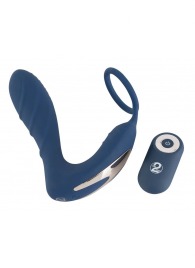 Синий вибростимулятор простаты с кольцом - 14,5 см. - Orion - в Энгельсе купить с доставкой