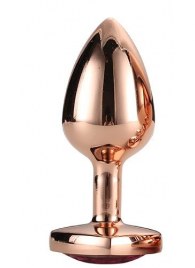 Золотистая анальная втулка с кристаллом-сердечком розового цвета - 7,1 см. - Dream Toys - купить с доставкой в Энгельсе