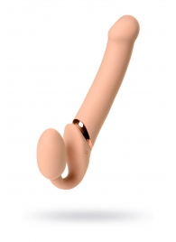 Телесный безремневой вибрострапон Vibrating Bendable Strap-On L - Strap-on-me - купить с доставкой в Энгельсе