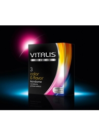 Цветные ароматизированные презервативы VITALIS PREMIUM color   flavor - 3 шт. - Vitalis - купить с доставкой в Энгельсе