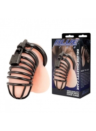 Черная металлическая клетка с замком Deluxe Chastity Cage - BlueLine - купить с доставкой в Энгельсе