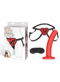 Красный поясной фаллоимитатор Red Heart Strap on Harness   5in Dildo Set - 12,25 см. - Lux Fetish - купить с доставкой в Энгельсе