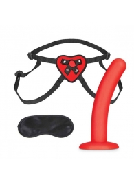 Красный поясной фаллоимитатор Red Heart Strap on Harness   5in Dildo Set - 12,25 см. - Lux Fetish - купить с доставкой в Энгельсе