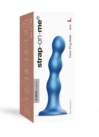 Голубая насадка Strap-On-Me Dildo Plug Balls size L - Strap-on-me - купить с доставкой в Энгельсе