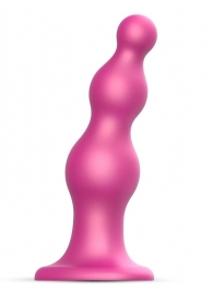 Розовая насадка Strap-On-Me Dildo Plug Beads size L - Strap-on-me - купить с доставкой в Энгельсе