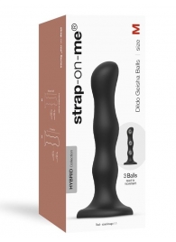Черная насадка Strap-On-Me Dildo Geisha Balls size M - Strap-on-me - купить с доставкой в Энгельсе