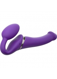 Фиолетовый безремневой вибрострапон Vibrating Bendable Strap-On - size L - Strap-on-me - купить с доставкой в Энгельсе