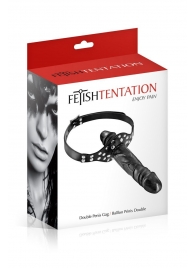 Черный кляп-фаллоимитатор Double Penis Gag - Fetish Tentation - купить с доставкой в Энгельсе