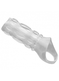 Насадка на пенис с кольцом для мошонки Clear Sensations Enhancer Sex Sleeve - 11,5 см. - XR Brands - в Энгельсе купить с доставкой