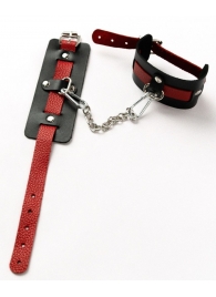 Черные оковы с красным декором и заклепками - Crazy Handmade - купить с доставкой в Энгельсе