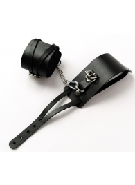 Черные кожаные оковы с креплением в виде веревочек - Crazy Handmade - купить с доставкой в Энгельсе