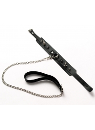 Черный ошейник с шипами и поводком - Crazy Handmade - купить с доставкой в Энгельсе