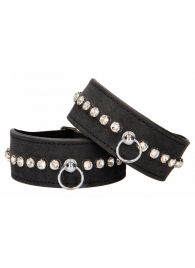 Черные наручники Diamond Studded Wrist Cuffs - Shots Media BV - купить с доставкой в Энгельсе