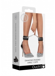 Черные поножи Diamond Studded Ankle Cuffs - Shots Media BV - купить с доставкой в Энгельсе