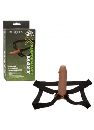 Коричневый фаллопротез Life-Like Extension with Harness - 17,75 см. - California Exotic Novelties - купить с доставкой в Энгельсе