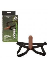 Коричневый фаллопротез из силикона Extension with Harness - 15,75 см. - California Exotic Novelties - купить с доставкой в Энгельсе