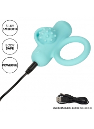 Аквамариновое эрекционное виброкольцо Silicone Rechargeable Nubby Lover’s Delight - California Exotic Novelties - в Энгельсе купить с доставкой