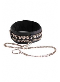 Чёрный ошейник с цепочками и поводком - Sitabella - купить с доставкой в Энгельсе