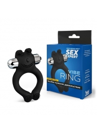 Черное силиконовое эрекционное виброкольцо Sex Expert - Sex Expert - в Энгельсе купить с доставкой