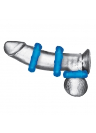 Комплект из трех голубых эрекционных колец 3-Pack Ribbed Rider Cock Ring Set - BlueLine - в Энгельсе купить с доставкой