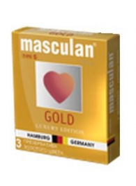 Презервативы Masculan Ultra Gold с золотым напылением и ароматом ванили - 3 шт. - Masculan - купить с доставкой в Энгельсе