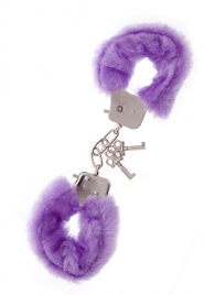 Фиолетовые меховые наручники METAL HANDCUFF WITH PLUSH LAVENDER - Dream Toys - купить с доставкой в Энгельсе