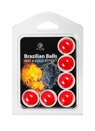 Набор из 6 шариков с массажным маслом Brazilian Balls с охлаждающим и разогревающим эффектом - Secret Play - купить с доставкой в Энгельсе