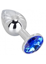 Анальное украшение BUTT PLUG  Small с синим кристаллом - 7 см. - Anal Jewelry Plug - купить с доставкой в Энгельсе