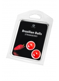 Набор из 2 шариков с массажным маслом Brazilian Balls с ароматом клубники - Secret Play - купить с доставкой в Энгельсе