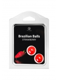 Набор из 2 шариков с массажным маслом Brazilian Balls с ароматом клубники - Secret Play - купить с доставкой в Энгельсе