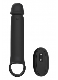 Черная насадка-удлинитель с вибрацией Vibrating Extender With Remote - Dream Toys - в Энгельсе купить с доставкой