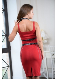 Черно-серебристая портупея-юбка plus size с цепочками - БДСМ Арсенал - купить с доставкой в Энгельсе