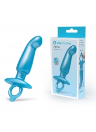 Голубая анальная пробка для массажа простаты Hither Silicone Prostate Plug - 14,3 см. - b-Vibe - в Энгельсе купить с доставкой